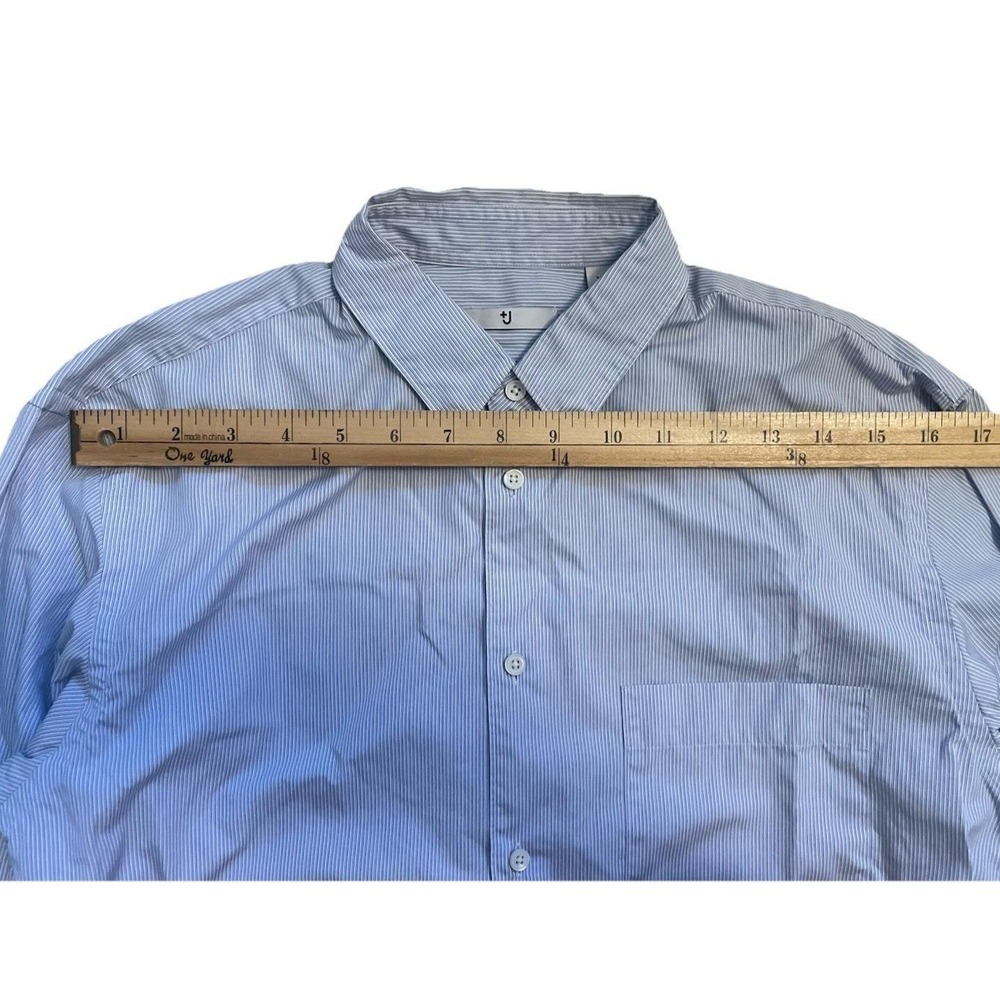 Jil Sander +J Supima Cotton Button Up Long-Sleeve Shirt Men XS Microstripe Blue - Picture 13 of 15